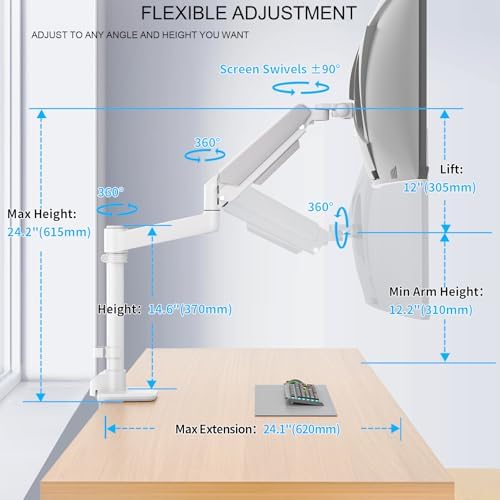 Single Monitor Mount for 17-60 inch, Hold 44 lbs, Adjustable Pole