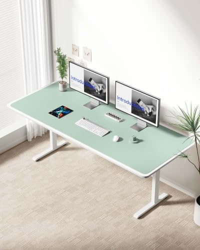 YSAGi Leather Desk Protector, Office Mat, Large Mouse Mat, Non-Slip PU Leather Blotter, Laptop Desk Mat, Waterproof Writing Pad for Office and Home(Pale Green, 63" x 24")