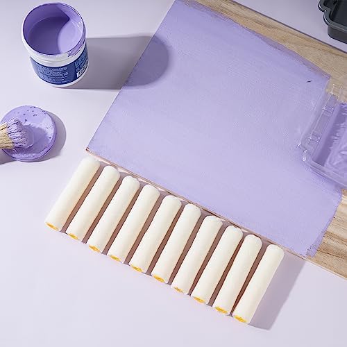 Mister Rui Paint Roller, 4 Inch Paint Roller Wool Blend, 30 Pack, 4mm Short Nap, Small Paint Roller Covers, Reusable Mini Paint Rollers for Use with All Paints and Stains