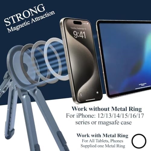 Foldable Laptop Stand, Adjustable w/Magnetic Phone Holder, Aluminum 10-16"