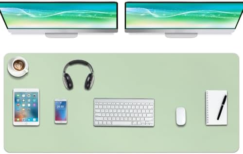 Boutilon Leather Desk Pad Protector,Non-Slip Mouse Pad,Laptop Desk Pad,Office Mouse Mat,Waterproof Leather Desk Blotter,Desk Writing Pad for Office and Home (XXXL-Green,47"x 24")