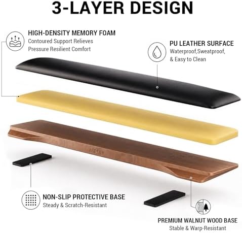 ASFSKY Keyboard Wrist Rest, Wooden Wrist Rest for Computer Keyboards
