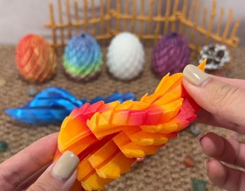 3D Printed Twisty Fidget Dragon Eggs, Rotating Sensory Desk Toys(4pcs)