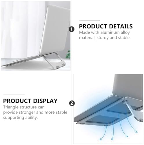 NOLITOY Foldable Aluminum Alloy Laptop Stand Cooling Rack with Ventilated Design Portable Computer Holder for Desk Use Silver