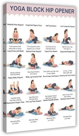 Yoga Block Hip Opener Poses Chart 16 Illustrated Yoga Pose Names Guide Studio Canvas Poster Bedroom Decor Room Decor Frame 16x24inch