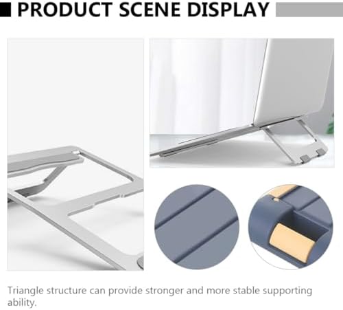 NOLITOY Foldable Aluminum Alloy Laptop Stand Cooling Rack with Ventilated Design Portable Computer Holder for Desk Use Silver