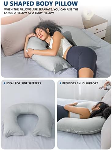 INSEN Reading Pillow, Back Pillow for Sitting in Bed and Couch, Gaming Pillow for Adults, Sit Up Support for Bed, Grey Jersey