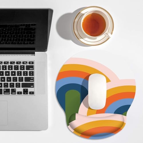 Britimes Ergonomic Mouse Pad with Wrist Support, Rainbow Abstract