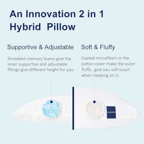 ACCURATEX Standard Pillow 1-Pack, Adjustable Shredded Memory Foam Pillow