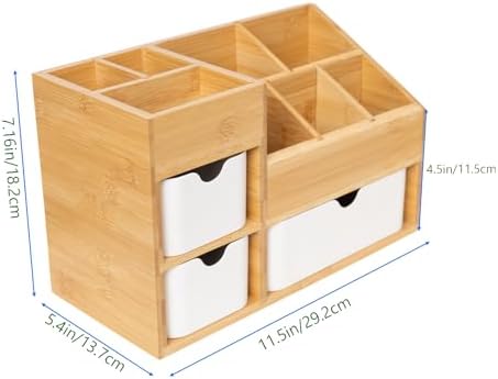 Bamboo Makeup Organizer, 11.5x5.4in