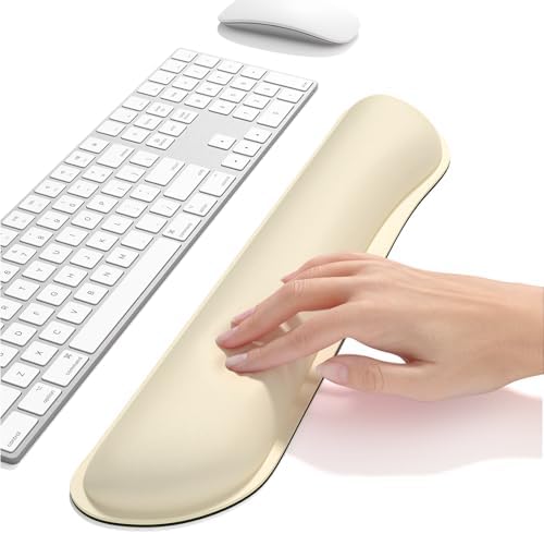 Dapesuom Enlarge Keyboard Wrist Rest, Memory Foam Keyboard Wrist Cushion for Computer Desk Mats Support, Typing Pain Relief Ergonomic Mouse Pad Rests with Non-Slip Base for Gaming Laptop, Navajo White