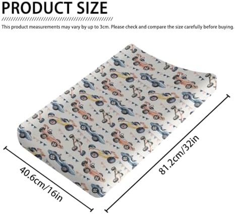 Watercolor Racing Car Transportation Baby Changing Pad Cover,Unisex Car Nursery Diaper Changing Table Pad Mat Sheet for Boys Girls-16x32