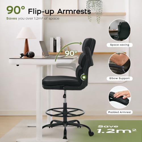 amseatec Drafting Chair, Tall Office Chair with Footrest for Standing Desk