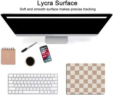 Brown Checkered Mouse Pad with Non-Slip Rubber Base, Modern Aesthetic Mouse Pads for Desk Decorative Gaming Mousepad Desk Accessory for Office
