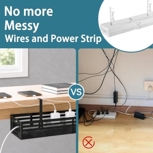 Under Desk Cable Management Tray, No Drill Mesh Cable Tray Cord Organizer