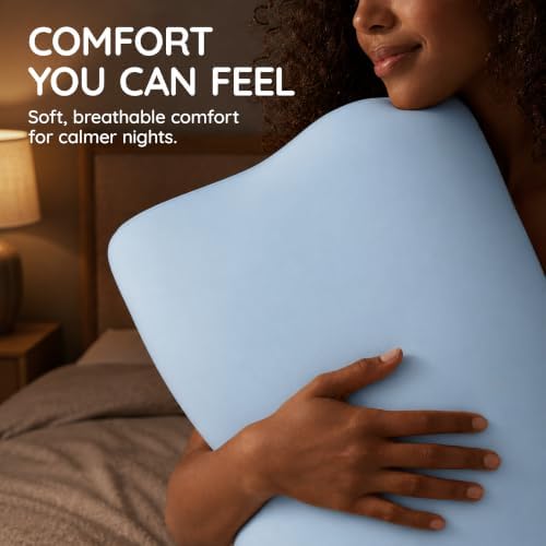 AM AEROMAX Contour Memory Foam Cervical Pillow for Neck Pain Relief, Blue