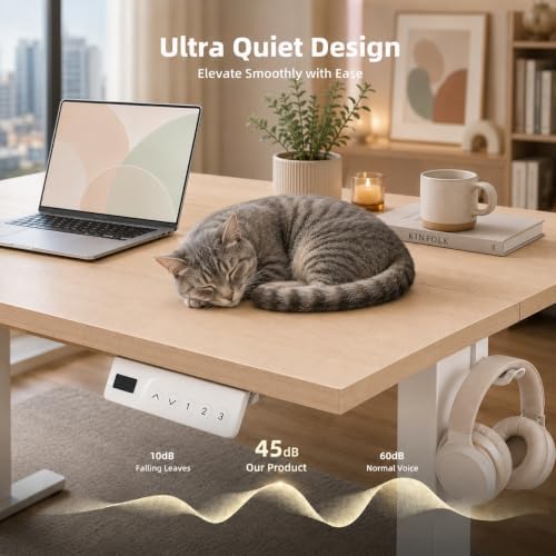 Claiks Electric Standing Desk 40x24 Inch Adjustable Desk, Nature