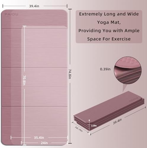 PAIDU Foldable Yoga Mat 10MM Thick 75‘’x40‘“ Quick Fold Easy Storage