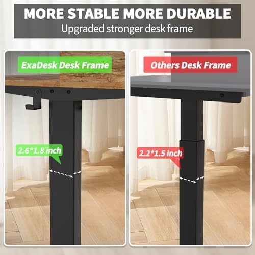 48 x 30 Inch Electric Standing Desk with 2 Drawers, Adjustable Height Widened Stand Up Desk with Storage, Sit to Stand Ergonomic Workstation for Home Office, Light Rustic