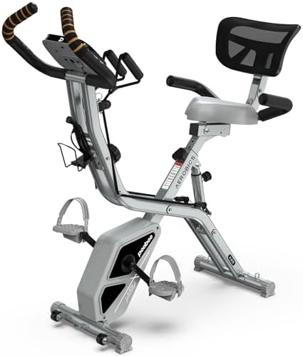 pooboo Folding Magnetic X‑Bike, Upright Exercise Bike for Home Gym