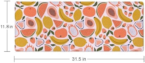 Fruit Desk Mat Yello Pink XL Mouse Pad Large Full Desk Mousepad Gaming Extended Keyboard Mouse Mat Desk Pad for Computer Laptop 31.5''X11.8'' Non-Slip Rubber Base with Stitched Edges