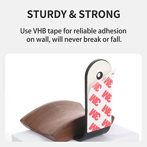 Walnut Wood Headphone Wall Mount, Wide Curved Headband Support (1 Pack)