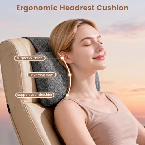 SUPA MODERN Adjustable Headrest Pillow for Recliner, Armchair & Sofa – Breathable, Non-Slip Shredded Memory Foam with Washable Cover for Neck Support & Pain Relief (Straps)