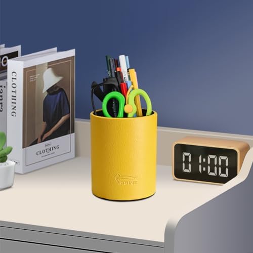 Pen Pencil Holder Cup Container PU Leather Desk Organizer Stand Decor Brush Scissor Holder Decoration Office Desk Home School