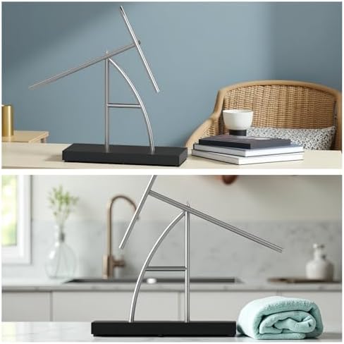 CulinaryEdge Kinetic Energy Sculpture Pendulum Ornament Desktop Pendant Silent Metal Desk Toy Chaotic Pendulum Battery Powered Desktop Decor for Office Home