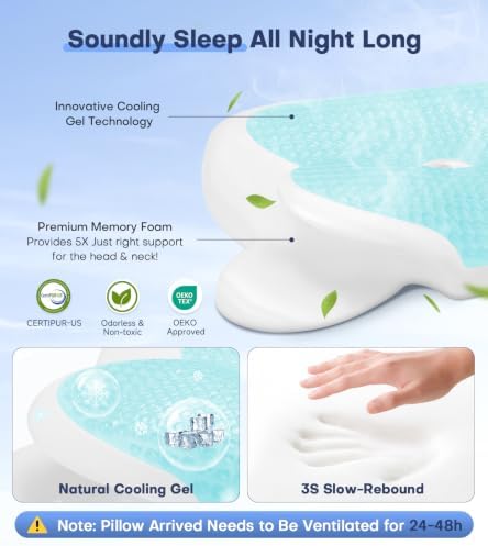 2026 Cooling Gel Memory Foam Pillow, Cervical Neck Pillow for Pain Relief