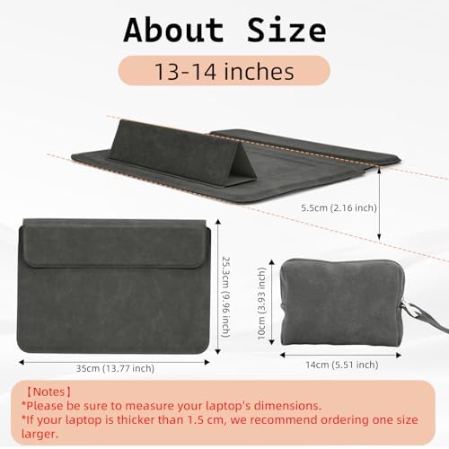 13.3-14 Inch Laptop Sleeve Case with Stand Feature,Matte PU Leather