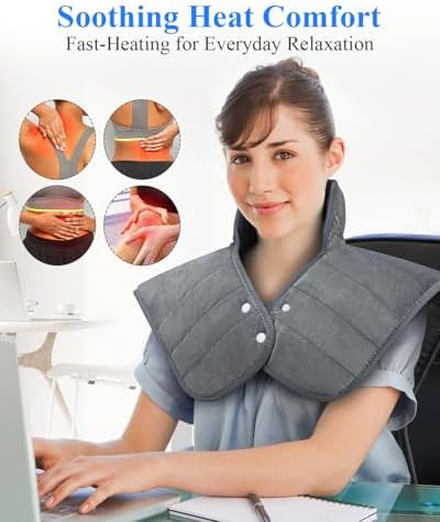 Heating Pad for Neck Shoulders and Back - 6 Heat Levels 4 Timers Auto-Off