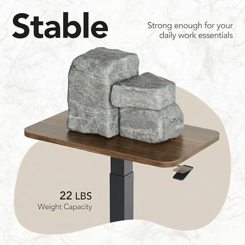 HUANUO Small Rolling Laptop Standing Desk, Height Adjustable Mobile T-Base Desk with Lockable Casters, Portable Sit-Stand Workstation for Bedside & Sofa, Walnut (Pack of 2)