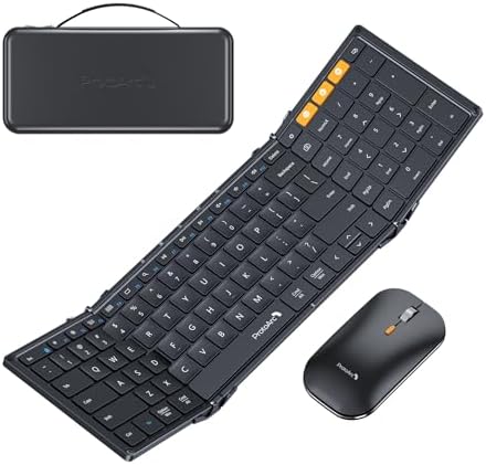 ProtoArc XKM01 Full-Size Foldable Keyboard Mouse Combo for Travel - Black