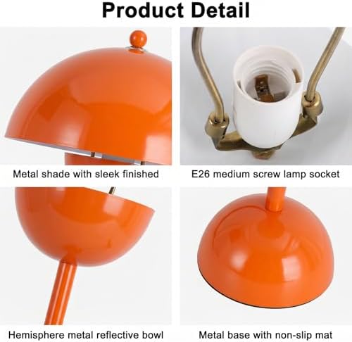 Creative Mid-Century Modern Bud Table Lamp for Home&Office, Pastel Orange