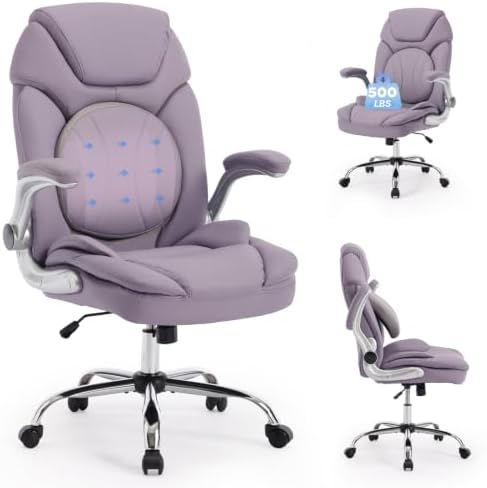 500lbs Criss Cross Wide Office Desk Chair with Back Support Purple