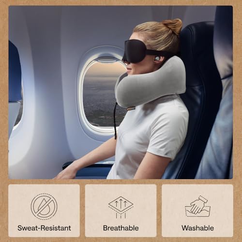 GORILLA GRIP Travel Neck Pillow for Airplanes, Travel Essentials, Gray