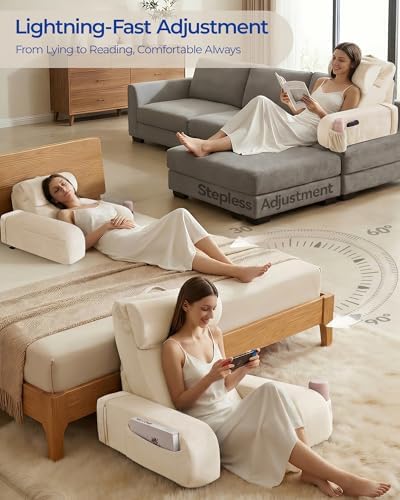 Kayfia Reading Pillow, 30-90° Stepless Adjust Angle & Height, Large, White