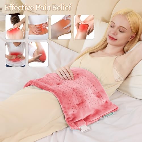 Massaging Weighted Heating Pad for Back Pain Relief,12"*24",Grapefruit Red