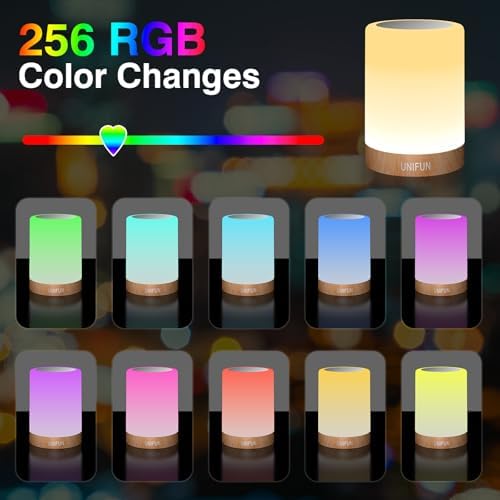 UNIFUN Baby Nursery Night Light Touch RGB Dimmable Bedside Table Lamp