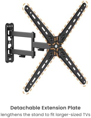 PL-443 Landscape to Portrait Vertical Rotation Full Motion TV Monitor Wall Mount Bracket Articulating Arms Swivel Tilt for Most 13" to 55" Flat Screen TV | Max VESA 400x400mm Up to 44lbs