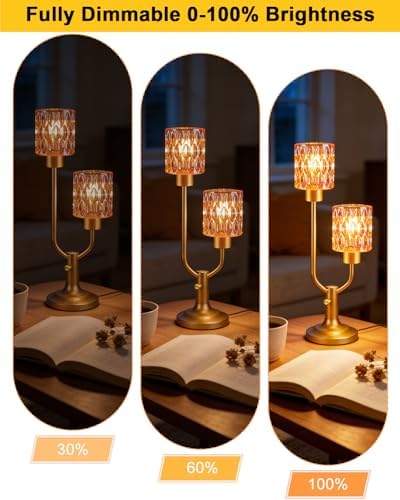 Mid Century Modern Table Lamp Dimmable Vintage Gold Glass Lamp Gift