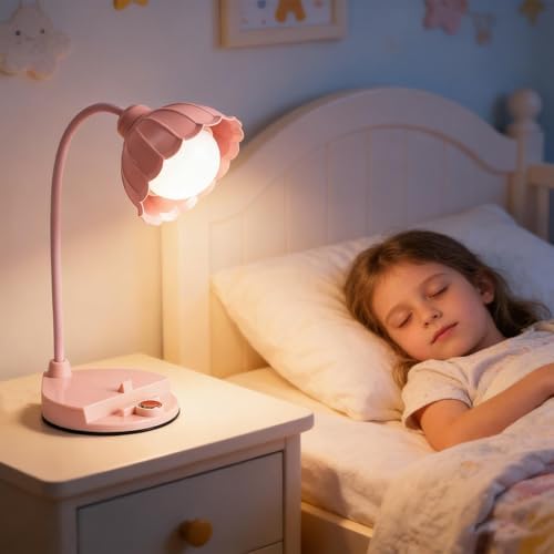 Bedside Table Lamp Gooseneck Dimmable Non-Glare Cute