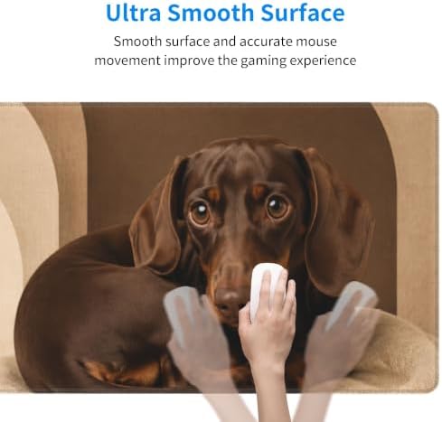 Dachshund Funny Mouse Pad Large Mouse Pad 11.8x31.5 in Brown Beige