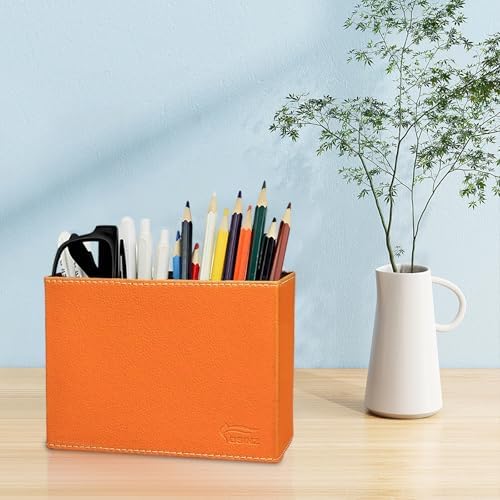 Pen Pencil Holder Cup Container PU Leather Desk Organizer Stand Decor Brush Scissor Decoration Office Home School