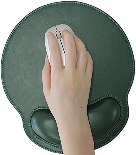 RICHEN Ergonomic PU Leather Mouse Pad with Wrist Support,Comfort Memory Foam,Waterproof Surface，Non- Slip Rubber Base for Computer Laptop & Mac,Lightweight Rest for Home,Office & Travel (Dark Green)