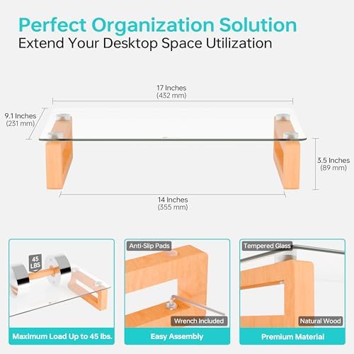 YEOUX Multi-Purpose Desktop Stand - 17.0" x 9.0" x 3.5" (Clear & Beech)