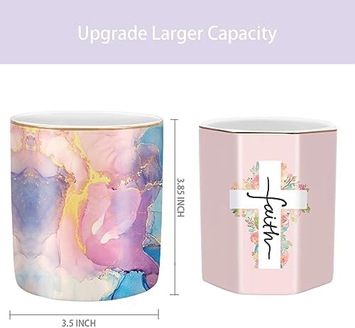 Cute Desk Pens Holder, Pencil Cup Holder for Desk, Ceramic Desktop Storage Pen Pencil Organizers Stationery Supplies for Office, Home, Gold Pattern