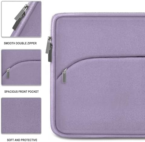 Laptop Sleeve 14 inch, Slim Portable Monitor Protective Cover with Front Pocket, Traveling Carrying Laptop Case Compatible for MacBook Air/Pro, HP, Dell, Lenovo, Acer, Lavender