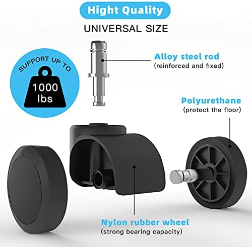 Omyoffice Replacement Office Chair Wheels 2", 1000LBS, Set of 5